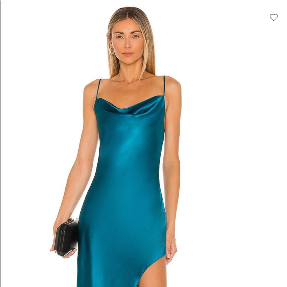 REVOLVE High Slit Cowl Slip Dress Fleur Du Mal Blue Formal Trendy NEW sold out
